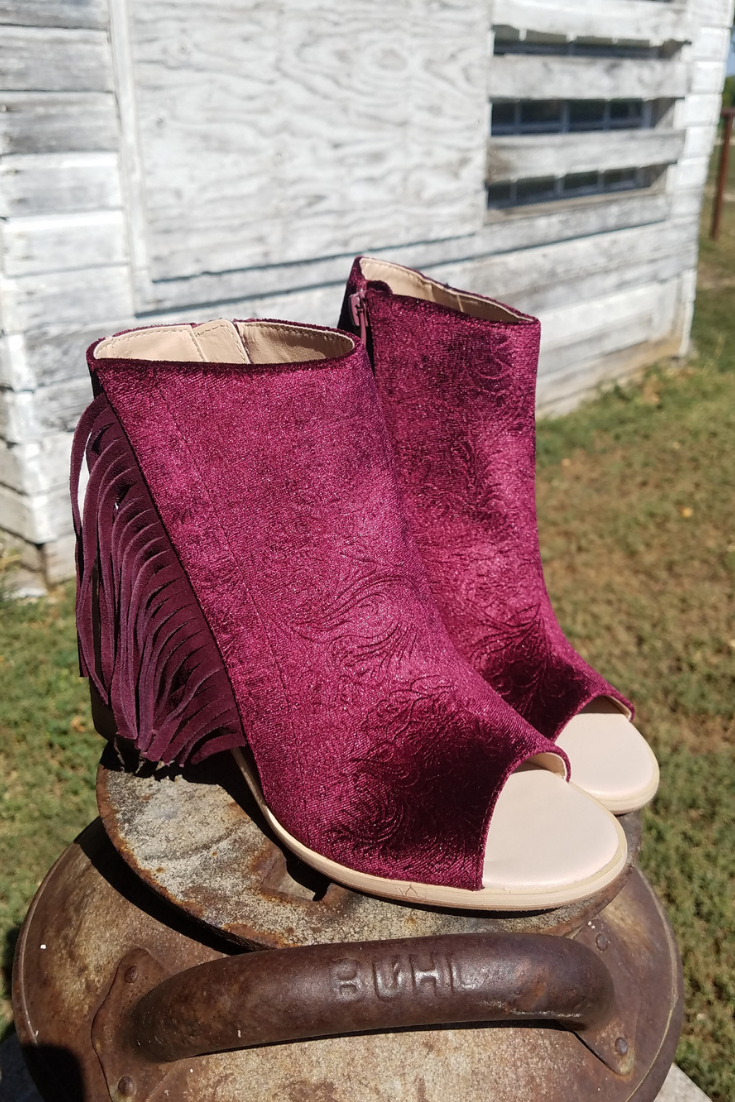 Pink 2024 fringe booties