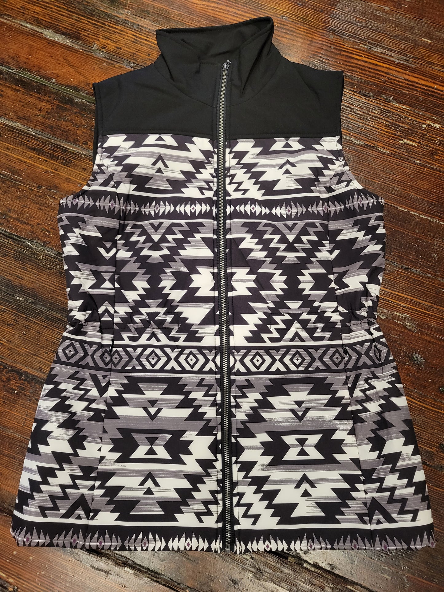 Black Shell Aztec Vest