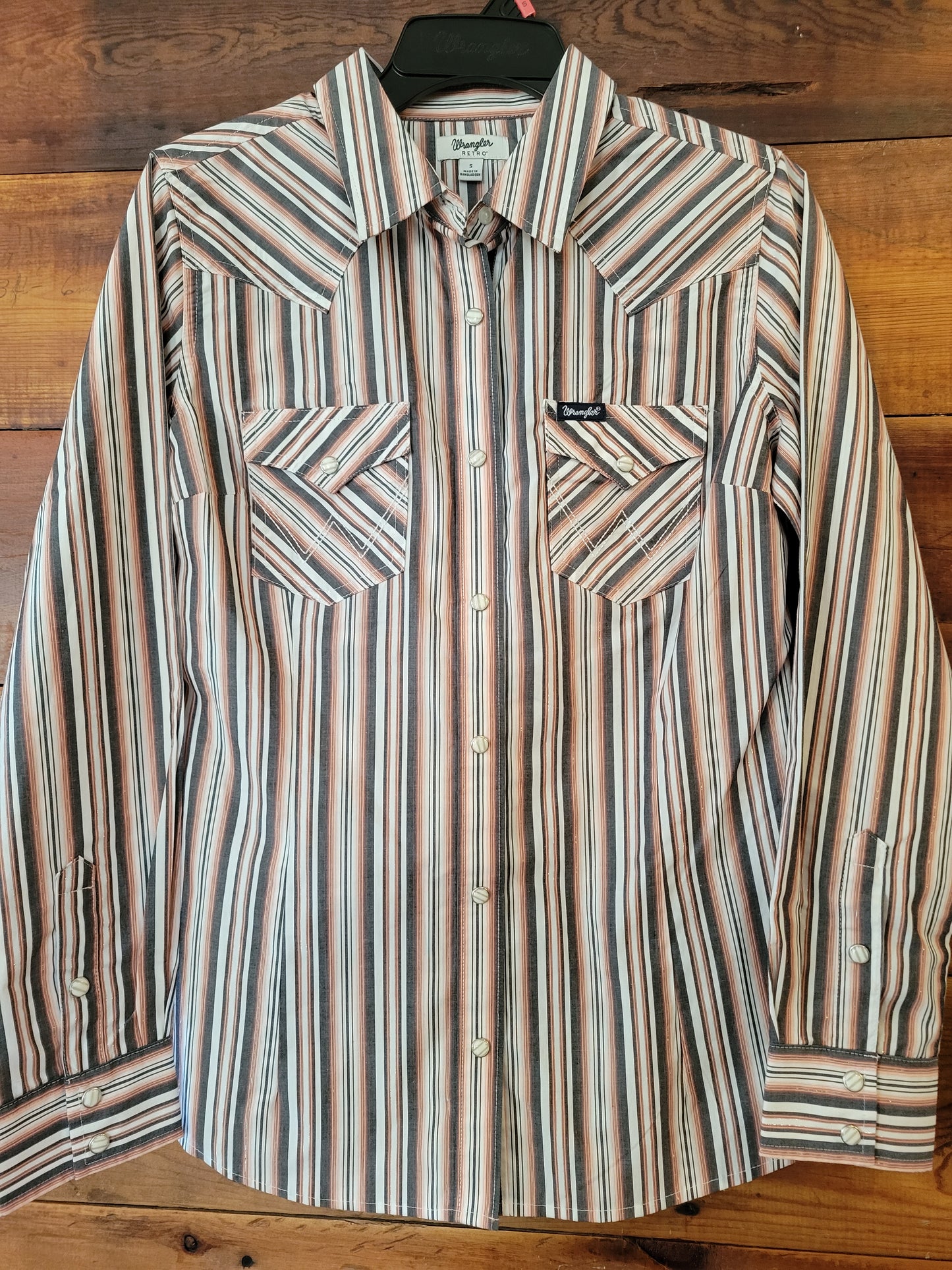 Wrangler Metallic Stripe Slim Western Snap Shirt