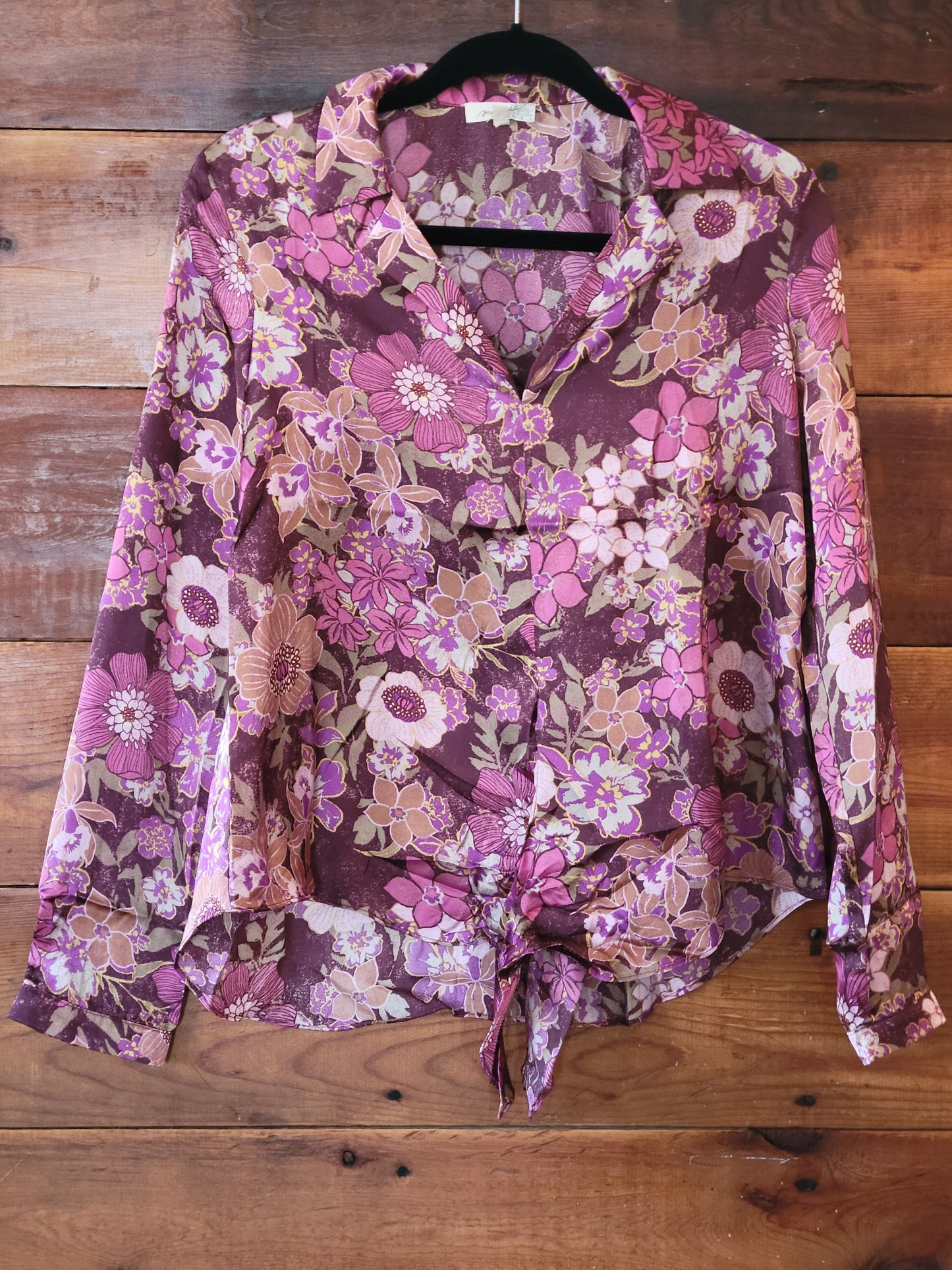 Plum Floral Satin Top