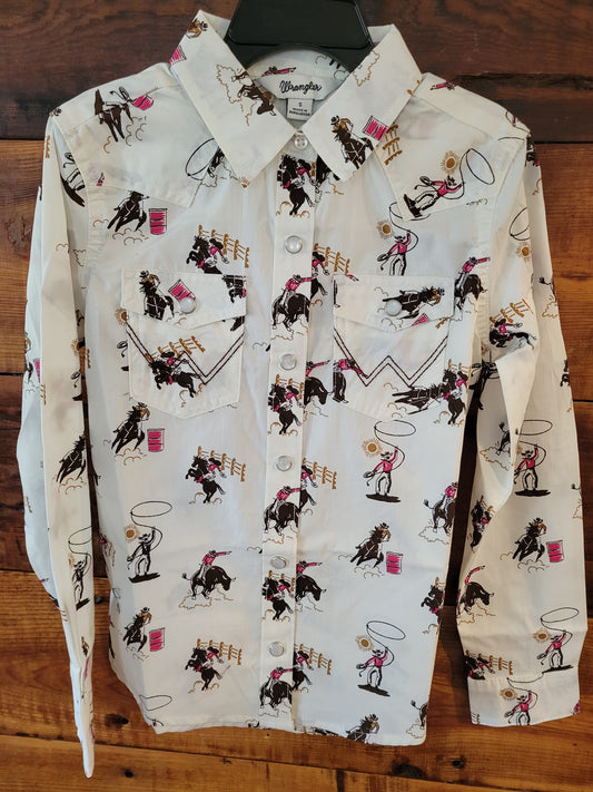 Wrangler Girls Rodeo Print Shirt