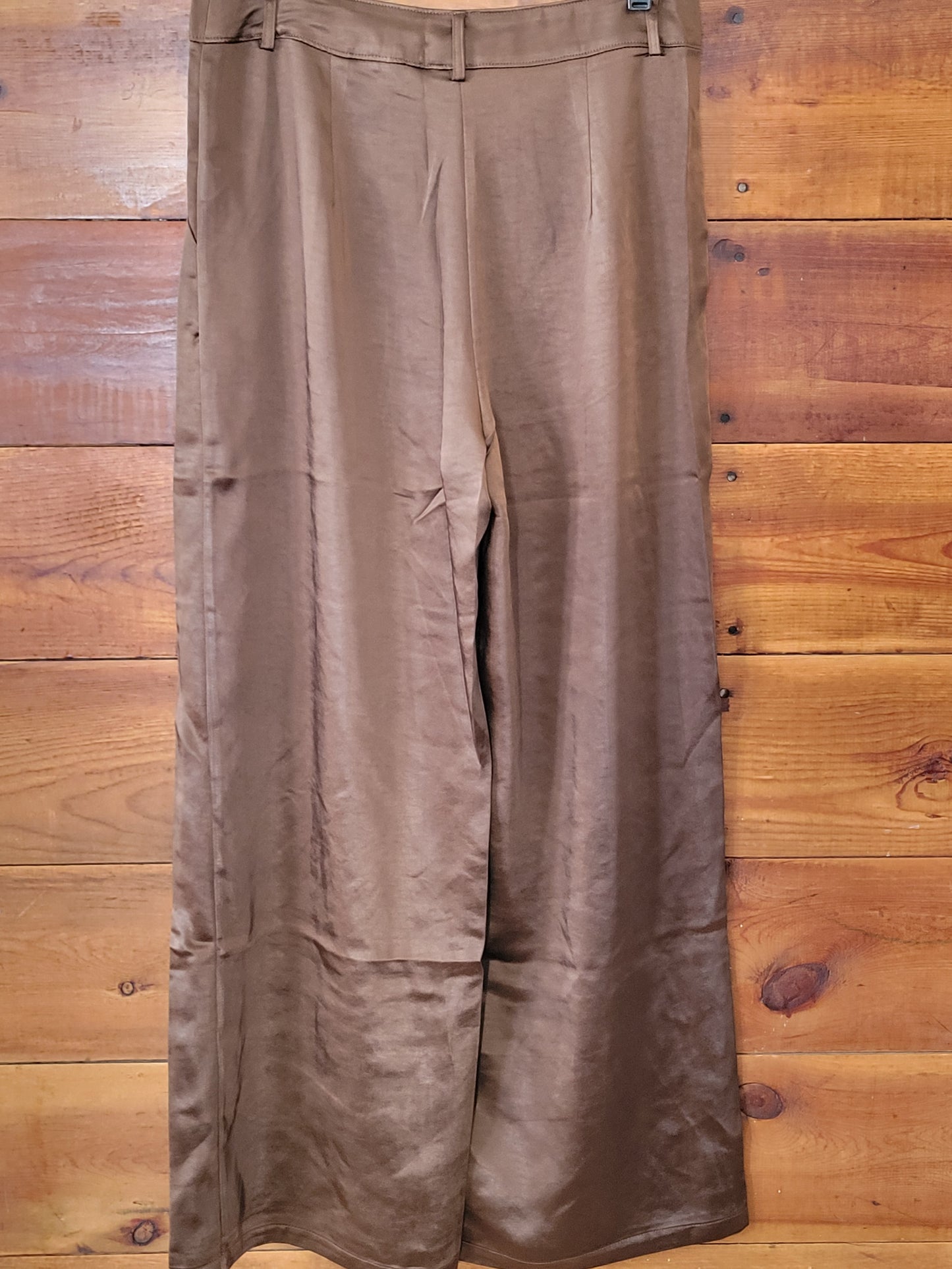 Brown Satin Wide Leg Pants