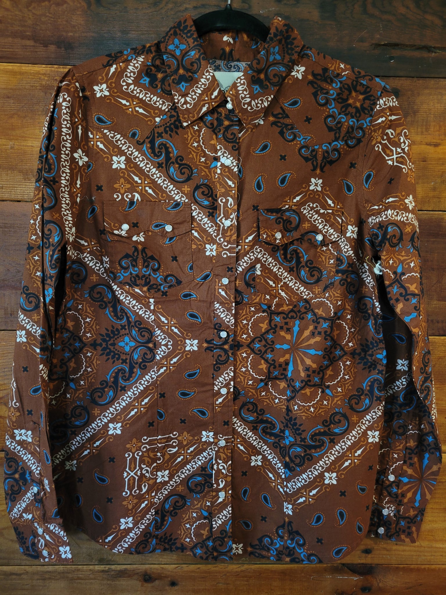 ARROWHEADVandS Vintage Western Bandana Print Shirt by Western Sportswear Pearl Snap Buttons
